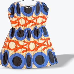LUX II Womens Retro Mod Dress Circle Print Plus Size 2X Flowy Bold‎  Statement